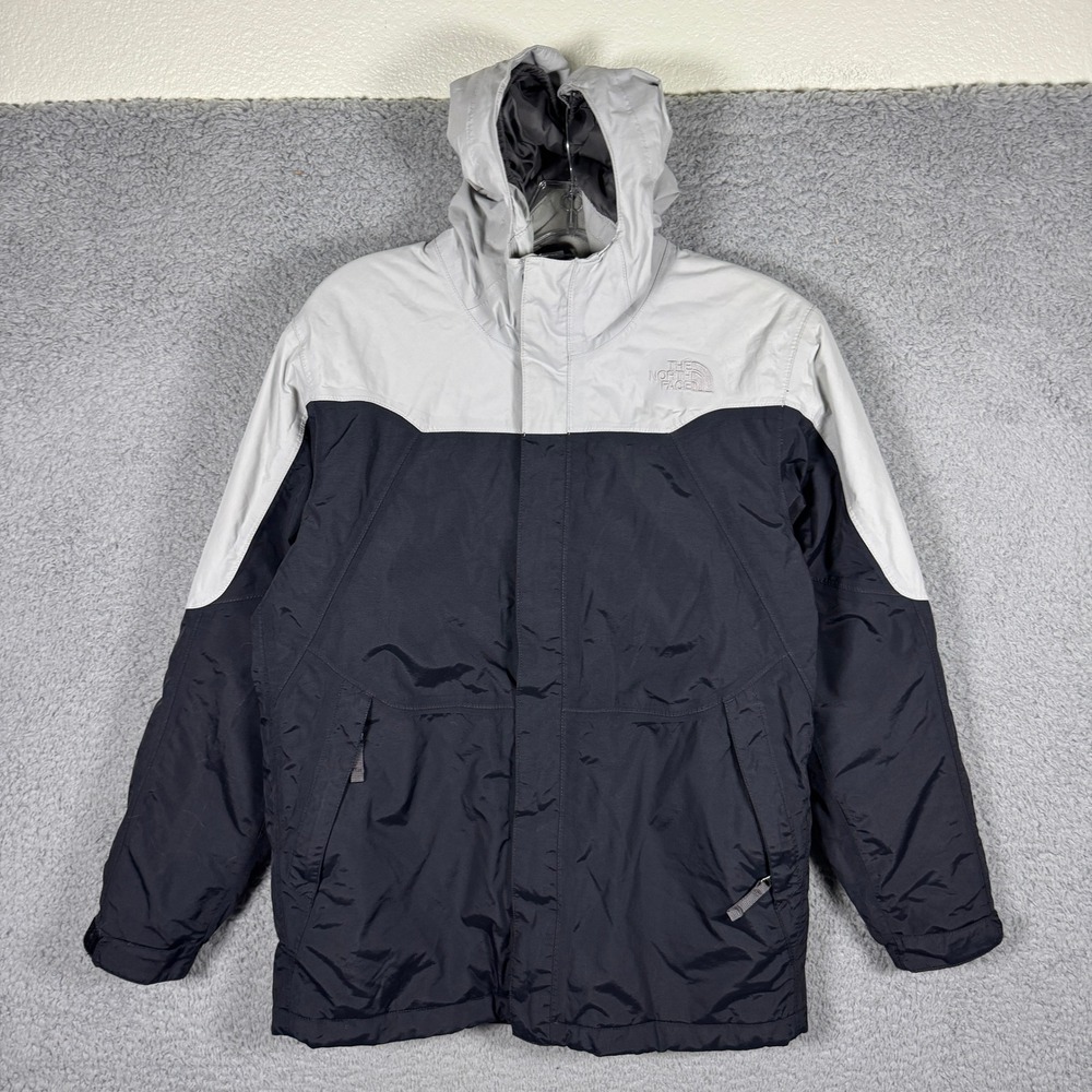The North Face HyVent Insulated Hooded Parka Kids XL Black Gray Colorblock